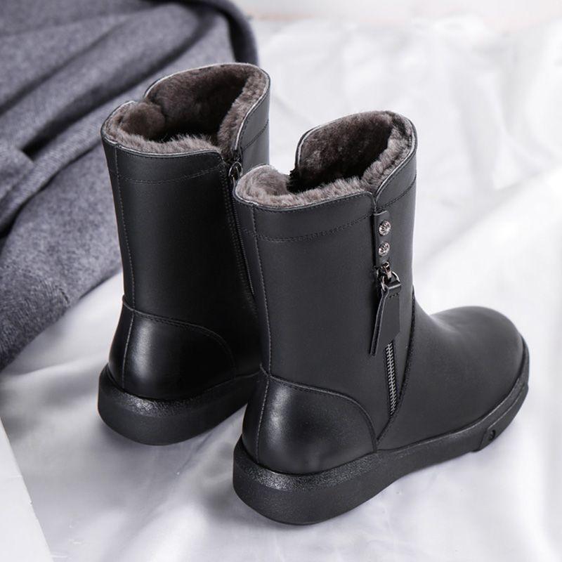 2022 Winter New Really Soft Leather Shoes Cotton Shoes Plus Velvet Women's Shoes Women's Boots