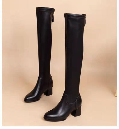 2022 Autumn And Winter New Elastic Boots Thick Heel Knee Boots Boots Boots