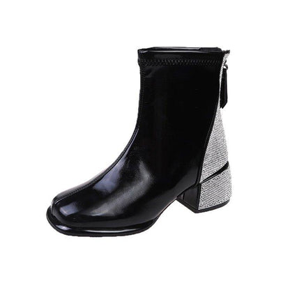 2022 New Patent Leather Rhinestone Boots