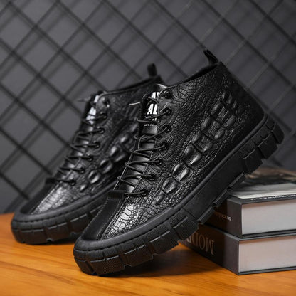 🔥Limited Time Offer 49% OFF🔥Men's Autumn and Winter New Crocodile Pattern High Top Leather Boots