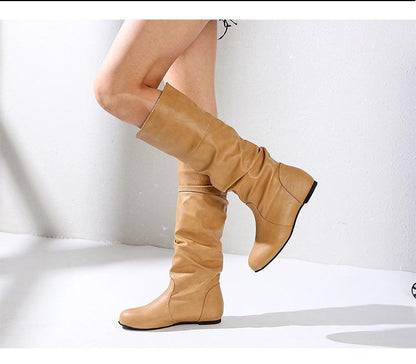 🔥Limited Time Offer 49% OFF🔥Women's solid pleated high solid boots