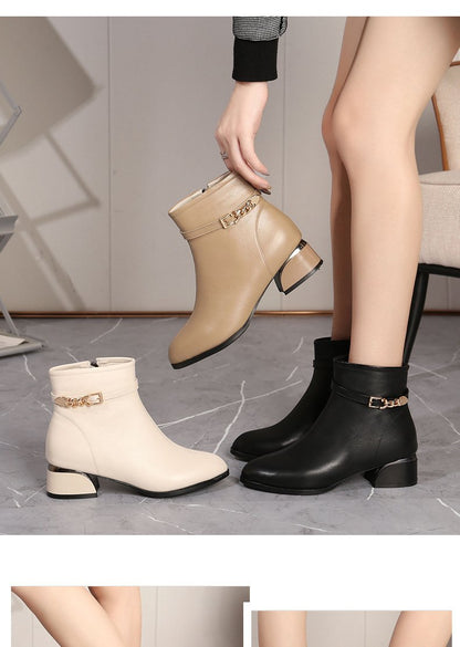 2022 Fall/Winter New Soft Leather Side Zip Women's Chelsea Boots