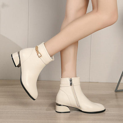 2022 Fall/Winter New Soft Leather Side Zip Women's Chelsea Boots