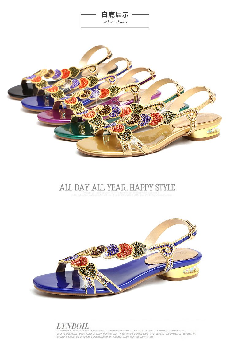 2022 New Fashion Rhinestone Sandals Beach Shoes