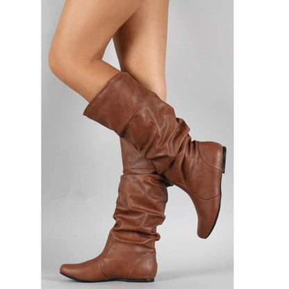 🔥Limited Time Offer 49% OFF🔥Women's solid pleated high solid boots