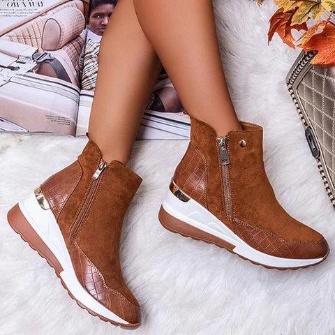 🔥Limited Time Offer 49% OFF🔥Women's slope heel side zipper martin boots