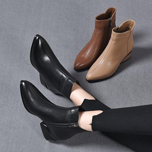 2022 Spring And Autumn New Single Boots Pointed Thick Joker Women's Single Boots