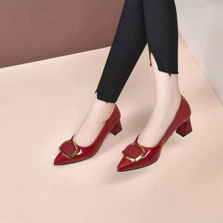 2022 autumn women's fashion retro chunky heel shoes