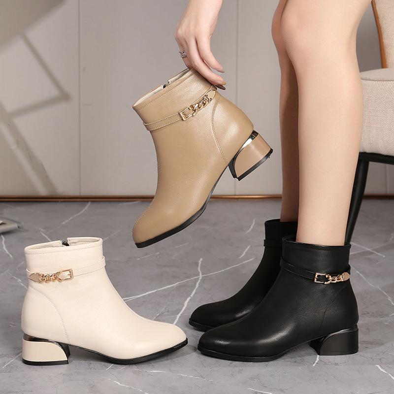 2022 Fall/Winter New Soft Leather Side Zip Women's Chelsea Boots