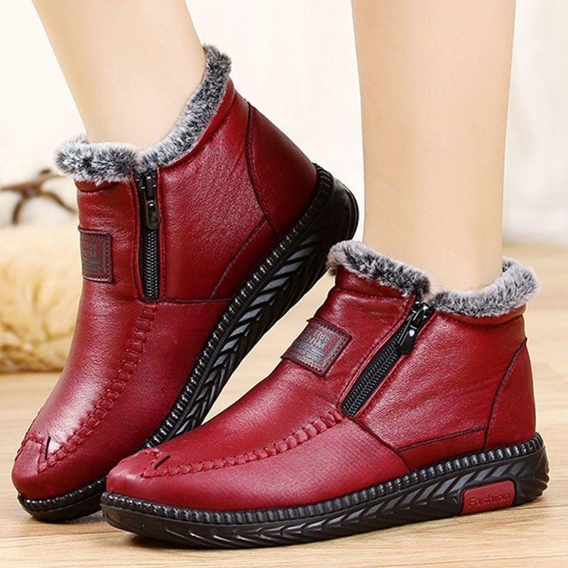 🔥Limited Time Offer 49% OFF🔥Women's Waterproof Non-slip Cotton Leather Boots