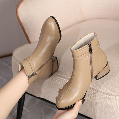 2022 Fall/Winter New Soft Leather Side Zip Women's Chelsea Boots