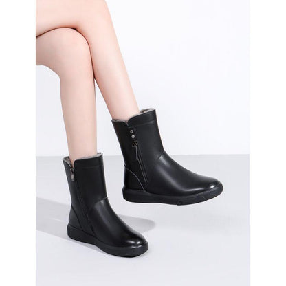 2022 Winter New Really Soft Leather Shoes Cotton Shoes Plus Velvet Women's Shoes Women's Boots