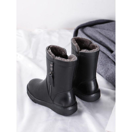 2022 Winter New Really Soft Leather Shoes Cotton Shoes Plus Velvet Women's Shoes Women's Boots