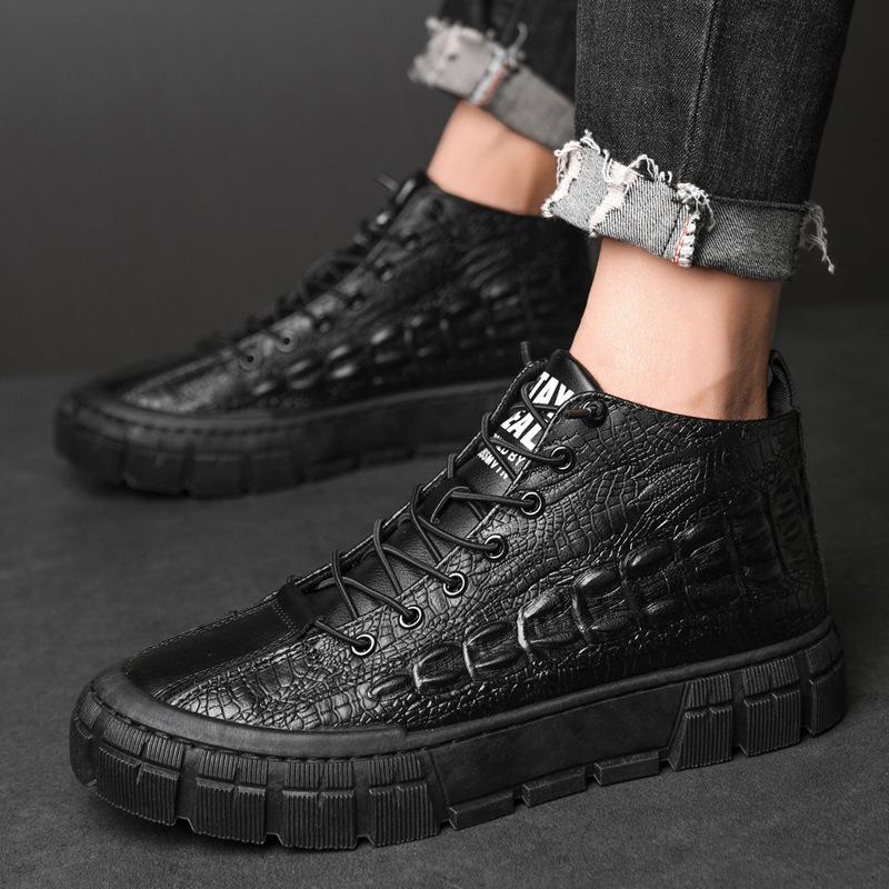 🔥Limited Time Offer 49% OFF🔥Men's Autumn and Winter New Crocodile Pattern High Top Leather Boots