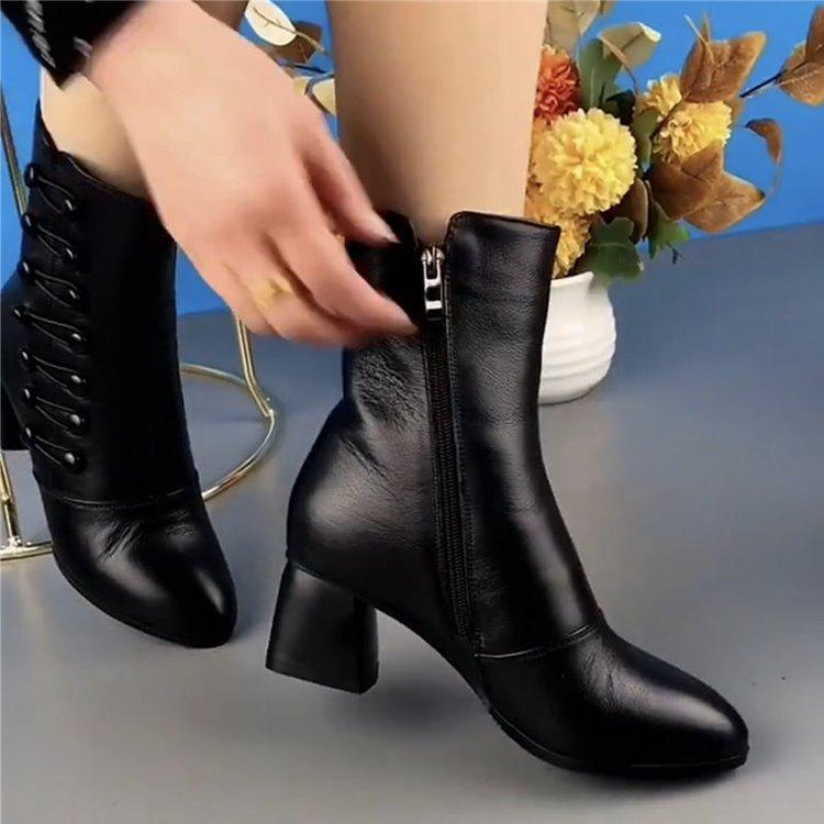 🔥Limited Time Offer 49% OFF🔥Women Warm Side Butto Leather Ankle Boots