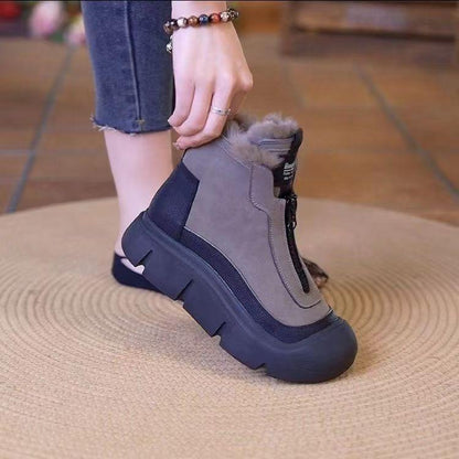 🎄Christmas Sale - 49% Off🔥Zip Close Cotton Warm Cow Leather Women's Snow Boots