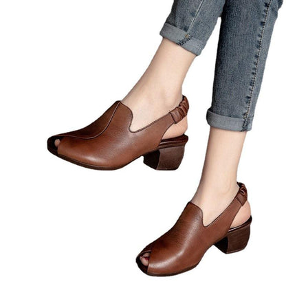 🔥Limited Time Offer 49% OFF🔥Soft-Soled Retro Leather Fish Mouth Women's Shoes