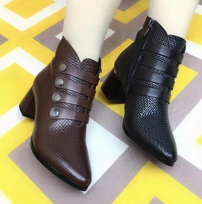 2022 New Leather Fashion Thick-heeled Martins Boots Women's Boots