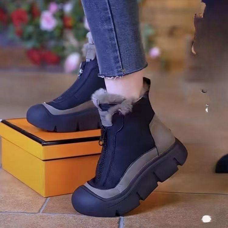 🎄Christmas Sale - 49% Off🔥Zip Close Cotton Warm Cow Leather Women's Snow Boots