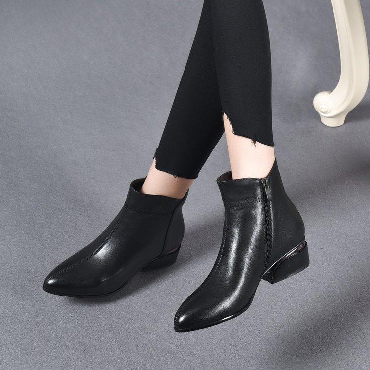 2022 Spring And Autumn New Single Boots Pointed Thick Joker Women's Single Boots