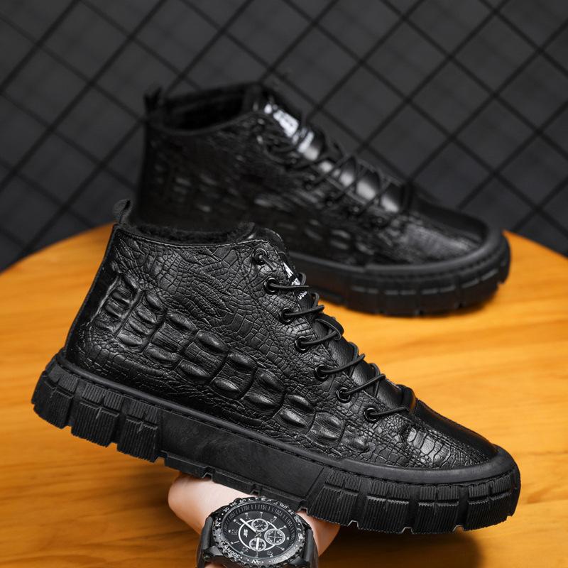 🔥Limited Time Offer 49% OFF🔥Men's Autumn and Winter New Crocodile Pattern High Top Leather Boots